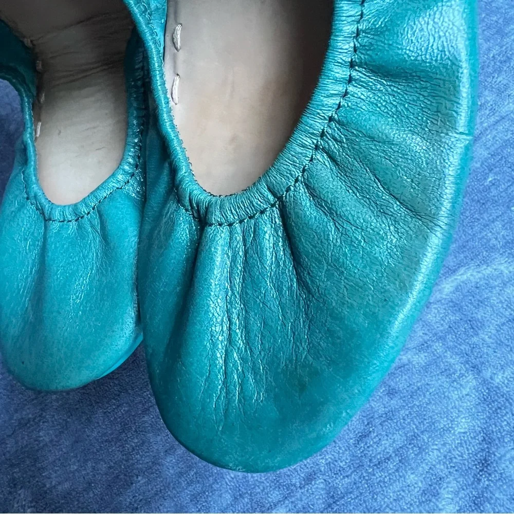 Tieks By Gavriely Flat Shoes Sz 7 Pacific Green Leather Ballet  Flats Foldable - Picture 7 of 17